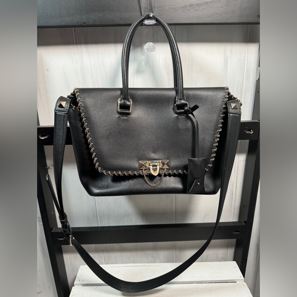 Valentino Demilune Whipstitch Black Leather Bag, Functional Size, Barely Worn - Picture 1 of 8